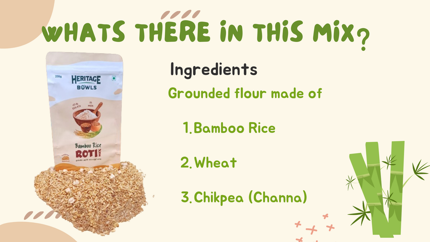 Bamboo Rice Roti Mix (Low GI Healthy Atta) (மூங்கில் அரிசி சப்பாத்தி மாவு) (250 grams per pack)