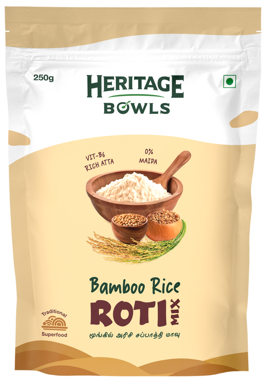 Bamboo Rice Roti Mix (Low GI Healthy Atta) (மூங்கில் அரிசி சப்பாத்தி மாவு) (250 grams per pack)